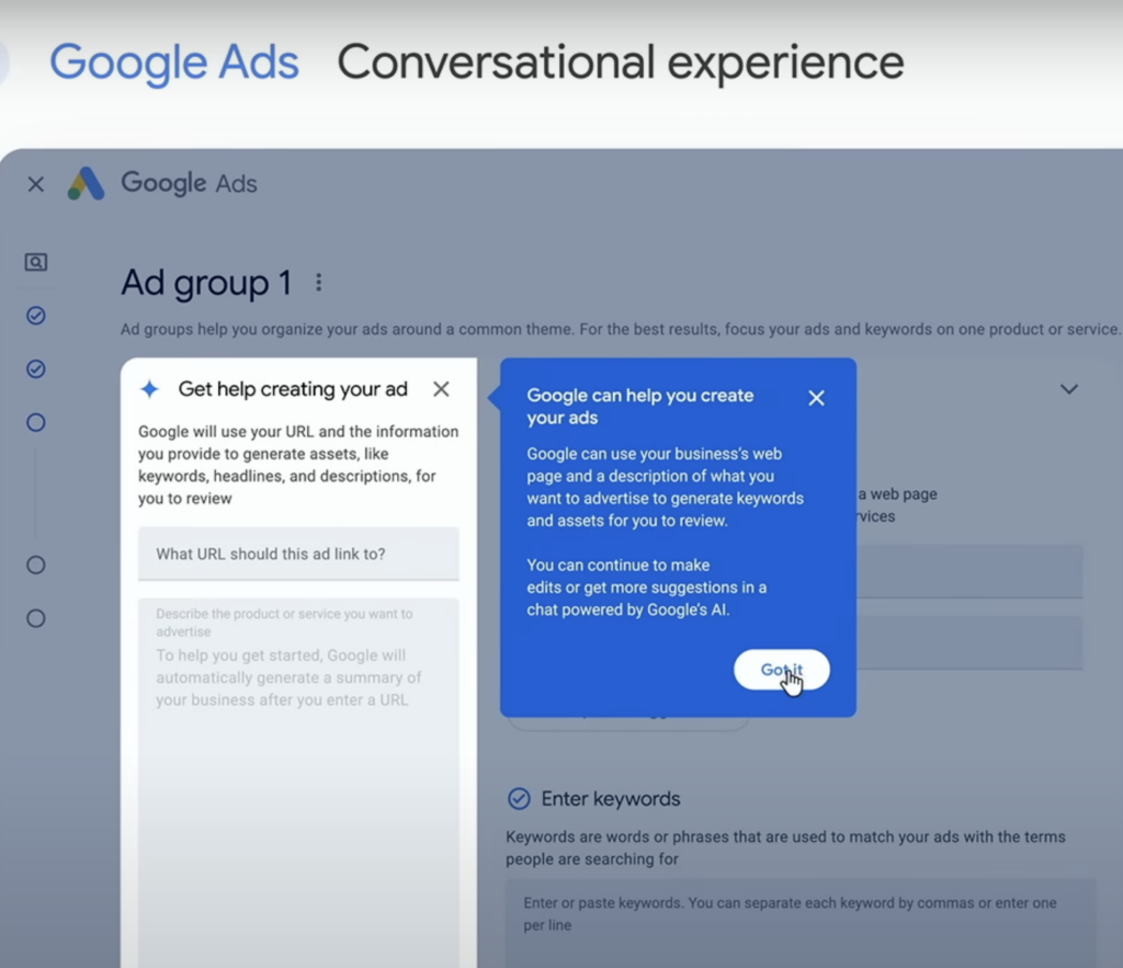 Google Ad Conversational experience