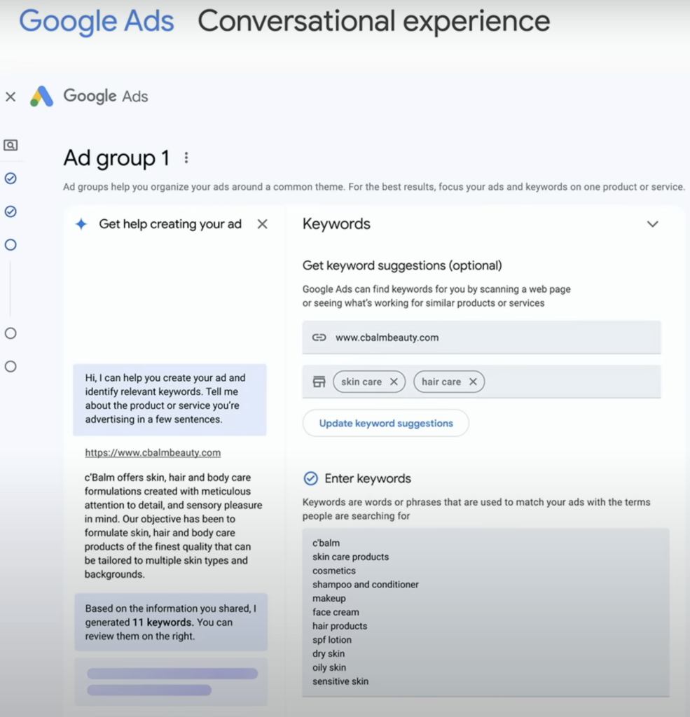 Google Ad Conversational experience