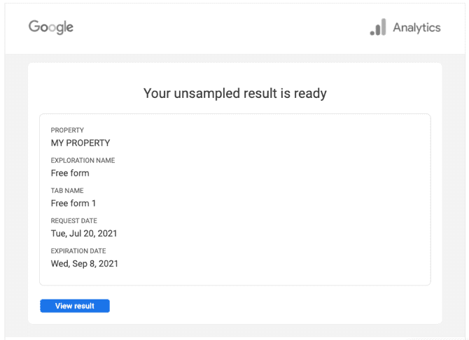 Unsampled Result Ready